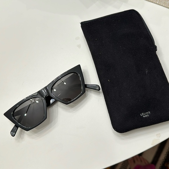 Used AUTHENTIC excellent great condition Céline EDGE all black sunglasses - Picture 1 of 15